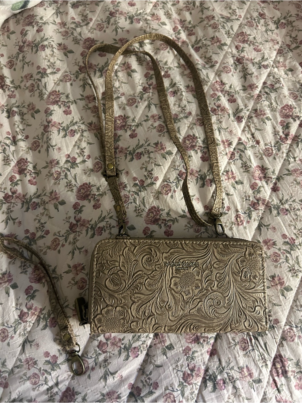 Embossed Gold Crossbody Wallet - Michael Kors Style